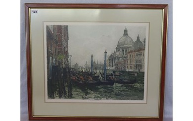 Farbradierung 'Venedig-Canale Grande', signiert Luigi Kasimir, österreichischer Maler und Graphiker