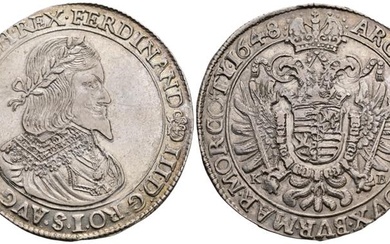Ferdinand III. 1637-1657 Taler, 1648 KB. Kremnitz 28,58g Herinek 474...