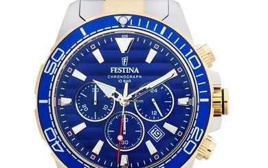Festina F20363/2 - Hodinky Prestige bicolor tone blue Watch 44 mm