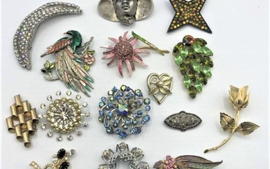 Fifteen [15] Assorted Costume Jewelry Brooches