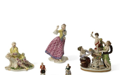 Five Continental porcelain figures