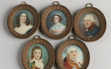 Five highly detailed 19th century miniature