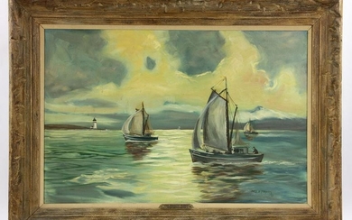 Fotopoulos, "The Fishing Fleet," Oil on Canvas