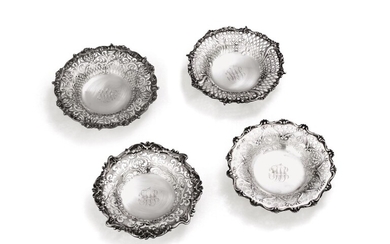Four American silver bonbon dishes, Tiffany & Co., New York, 1873-1891