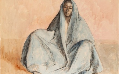Francisco Zuniga (Mexican, 1912-1998) Crayon And Watercolor on Paper 1966, "Concha (Mujer Con