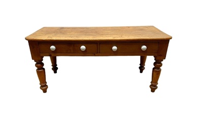 French 2 Drawer Pine Work Table 27 1/4"H, 60 1/2"L,...