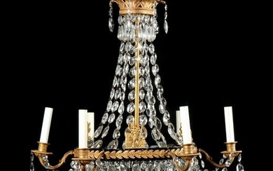 French Parcel Gilt Bronze and Crystal Chandelier