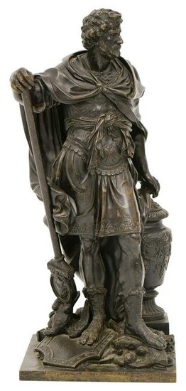 French Patinated Bronze Sculpture of a Roman Soldier