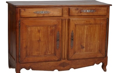 French Provincial Louis XV Style Inlaid Cherrywood Sideboard, 19th c., H.- 43 1/2 in., W.- 60 1/2