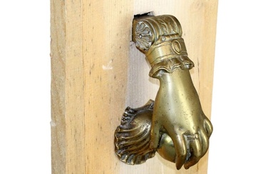 French bronze hand door knocker with back plate