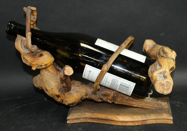 French burled grape vine wine bottle holder