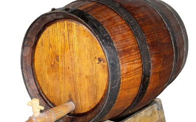 French wooden wine keg on stand