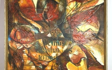 G.P. HECTOR Collage Acrylic Painting on Canvas. "IDEAS