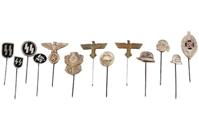 GROUP OF 13 GERMAN WWII TYPE STICKPINS