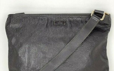 GUCCI GG Guccissima Dark Brown Leather Messenger Bag
