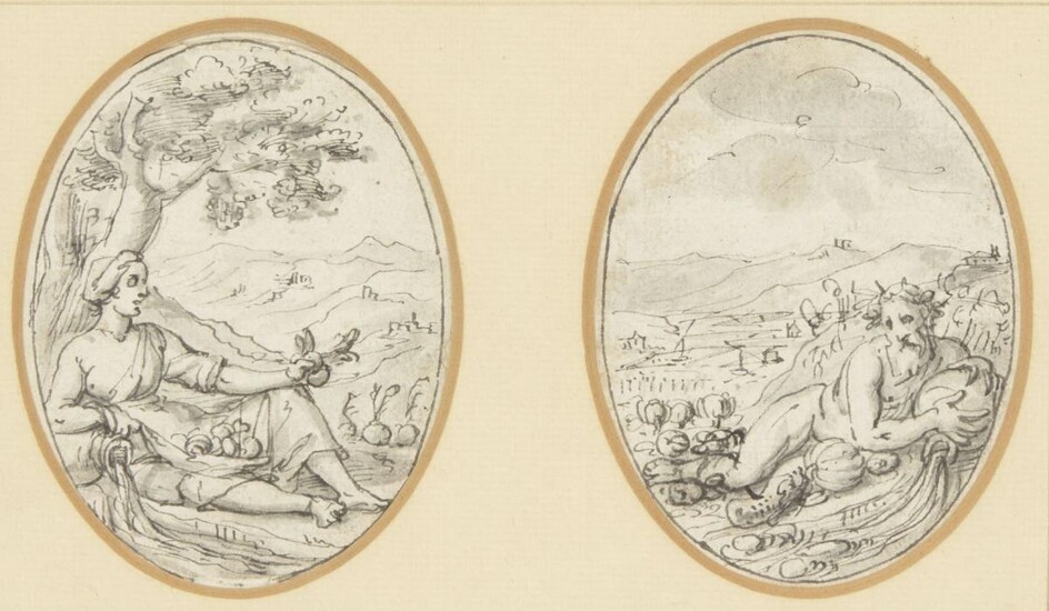 Genoese School, early 17th century- Two mythological figures; pen and...