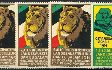 German Colonies/P.O's Deutsch-Ostafrika, vier Vignetten zur 2. Landesausstellung Dar Es...