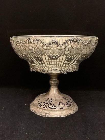 German Silver Reticulated Compote On Stand