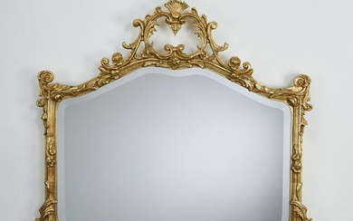 Giltwood Rococo style beveled mirror