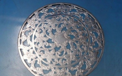 Glass Trivet Plate for Drinking Glass with Sterling Silver Overlay 3"