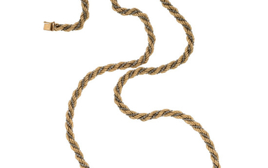 Gold Necklace The 14k white and yellow gold rope...