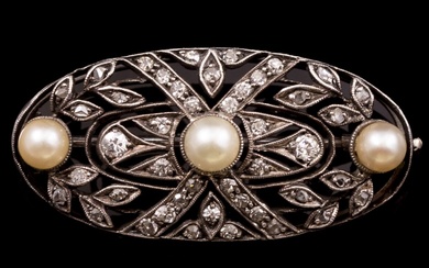 Gold, Silver, Pearls & Diamonds Brooch