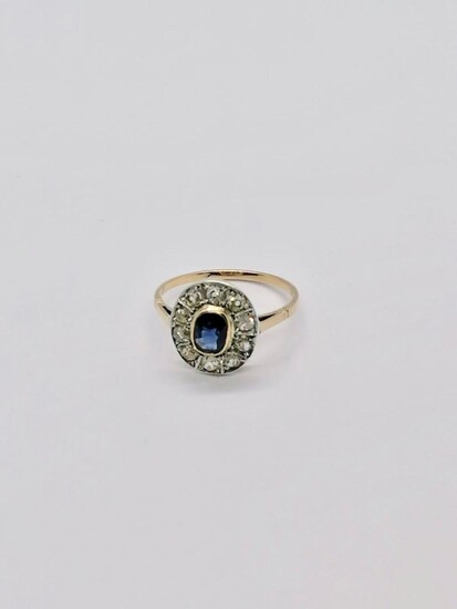 Gold and sapphir diamond ring