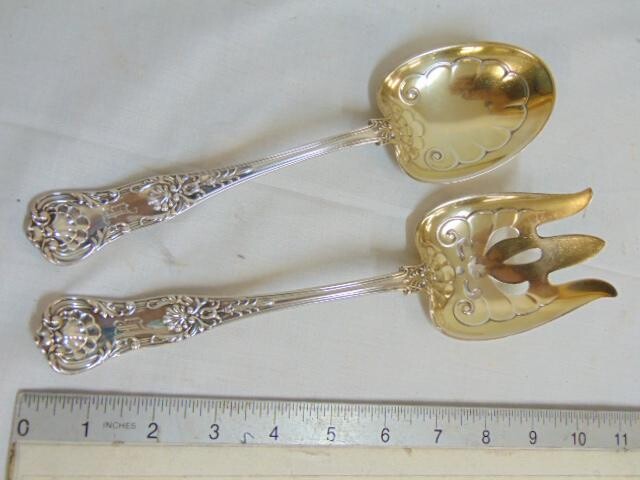 Gorham sterling silver serving spoon & fork, 9.5"