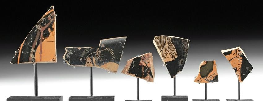 Greek Attic Red-Figure Kylix Fragments (6)