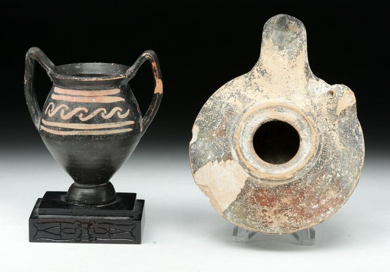 Greek Xenon Miniature Vase & Blackware Lamp