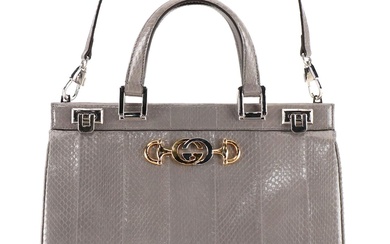 Gucci Zumi Medium Top Handle Bag in Python with Shoulder Strap