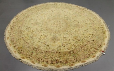 Hand Knotted 8.5' Persian Tabriz Round with Silk Rug