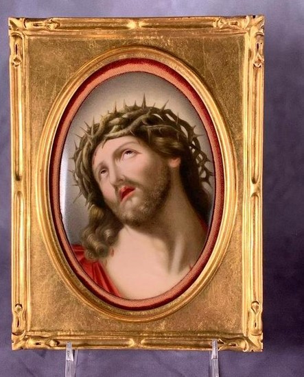 Hand Painted Porcelain Plaque, Christ Crown of Thorns