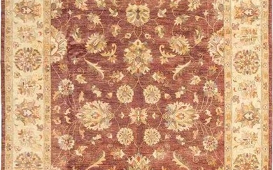 Hand-knotted Peshawar Oushak Dark Brown Wool Rug 9'1" x