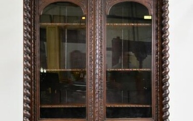 Henri II Style Carved Walnut Barley Twist Bookcase