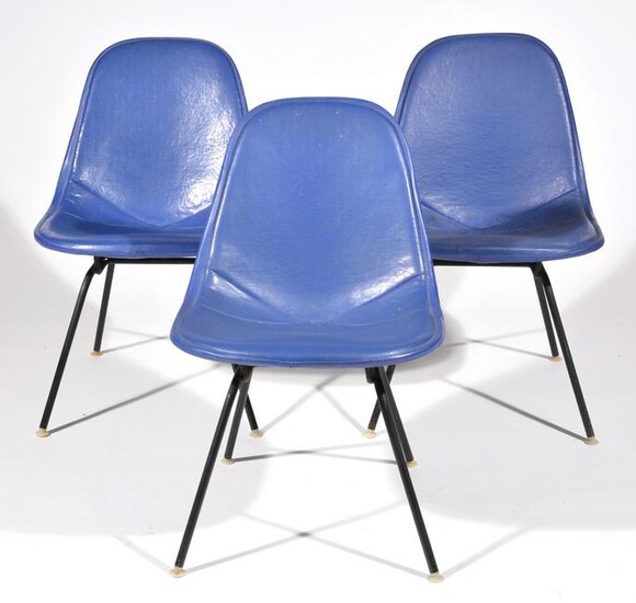 Herman Miller Side Chairs (3) in blue vinyl