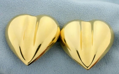 Huge Italian Made Heart Statement Earrings in 14k