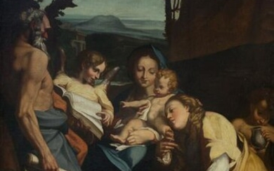 ITALIAN SCHOOL ( XVII C. / .) "Virgin and Child, St.