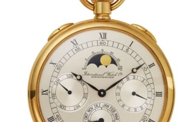 IWC, GOLD LIMITED EDITION FULL CALENDAR POCKET WATCH WITH PHASES OF THE MOON, REF. 5500, NO. 034/100, CASE NO. 2'167'601