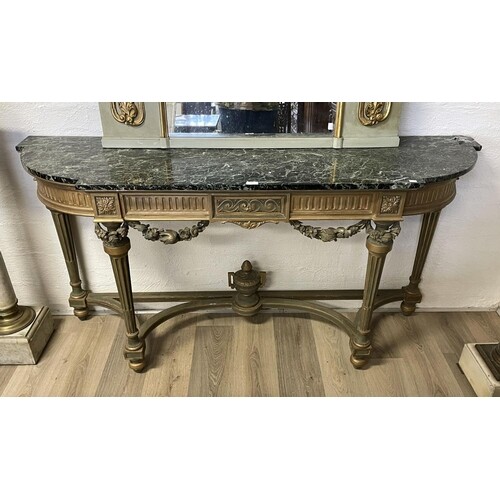 Impressive French marble topped breakfront console, approx 9...