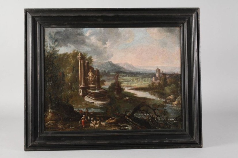 Italian landscape capriccio 17th century