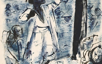 JOSEF HEGENBARTH : Szene mit auf einem Tisch tanzender männlicher Figur - Zwei an einem Tisch lesende Frauen.