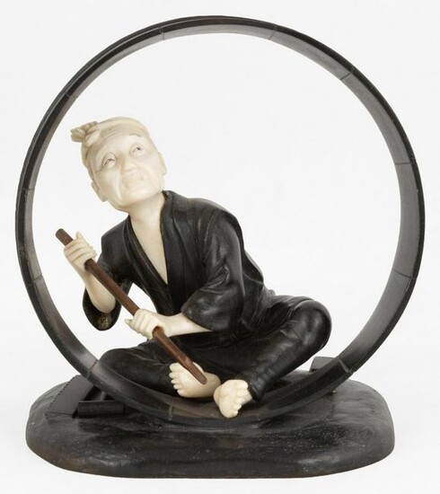 Japanese Bronze Figure of Barrel Maker