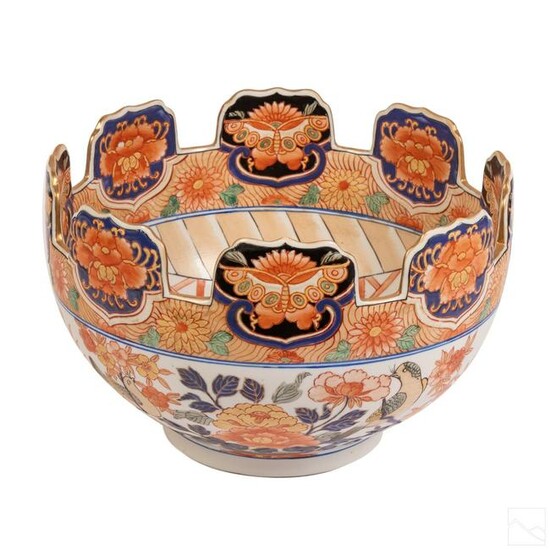 Japanese Imari LG Porcelain Jardiniere Floral Bowl