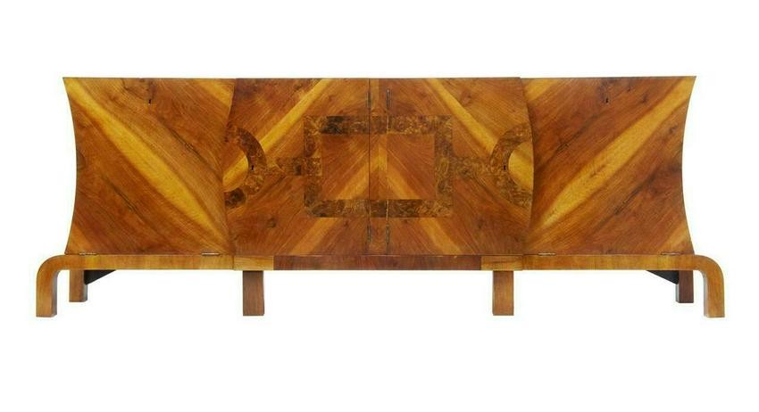 LARGE ART DECO WALNUT AND ROOT SIDEBOARD