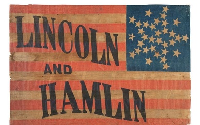 [LINCOLNIANA]. "Lincoln and Hamlin" parade flag. 1860.