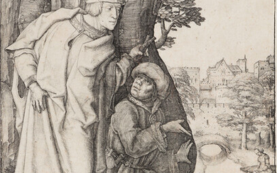 LUCAS VAN LEYDEN Susanna and the Elders. Engraving, 1508. 197x145 mm; 7 3/4x5...