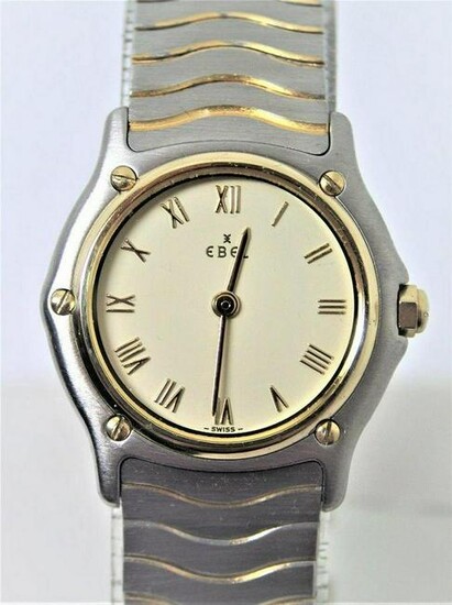 Ladies S/Steel & 18k EBEL WAVE Quartz Watch E1090121*