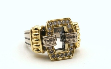 Lagos 18Kt & Sterling Silver Diamond Ring