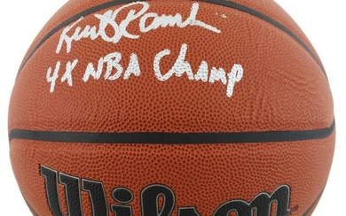 Lakers Kurt Rambis "4x Champ" Signed Wilson Basketball BAS Witnessed